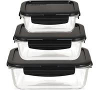 LOCK & LOCK Boroseal Set Contenitori per Alimenti - Box in Vetro Borosilicato con Coperchio - Quadrato - Resistenti al Forno, Microonde e Congelatore - 160, 380 e 630 ml