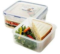 Lock & Lock - Contenitori salvafreschezza per panini - in plastica - Set di 3 contenitori - Quadrati - Lunch Box con divisorio - 1,2 l