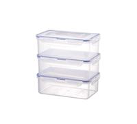 Lock & Lock - Set di 3 contenitori impilabili in plastica trasparente di alta qualità, senza BPA, a prova di perdite, rettangolari, 3 x 1 l