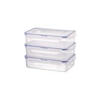 Lock & Lock - Set di 3 contenitori impilabili in plastica trasparente di alta qualità, senza BPA, a prova di perdite, rettangolari, 3 x 800 ml