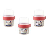 Lock & Lock - Set di 3 contenitori per il pranzo a due vie, con coperchio a vite e due contenitori, 360 ml e 310 ml