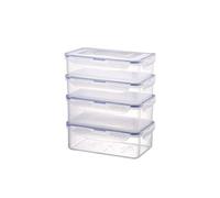 LOCK & LOCK Set di 4 contenitori per alimenti impilabili, in plastica trasparente di alta qualità, senza BPA, a prova di perdite, rettangolari, 2 x 0,8 litri e 2 x 1 litro