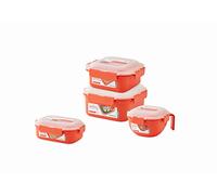 Lock & Lock - Set di 4 contenitori per microonde in plastica, piatto, ciotola e vapore, per forno a microonde, 1000 ml, 2 x 1100 ml, 2400 ml