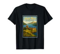 Lock Ness, poster vintage con castello del lago scozzese Maglietta
