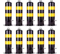 Lockable Detachable Parking Bollard - Heavy Duty Traffic Barricade Post with Reflective Strips & Chain (55/65/75cm)(H55cm 10pc)