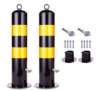 Lockable Detachable Parking Bollard - Heavy Duty Traffic Barricade Post with Reflective Strips & Chain (55/65/75cm)(H75cm 2pc)