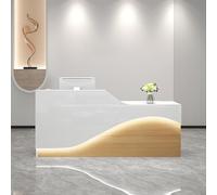Lockable Reception Desk with Keyboard Tray & Built-in Light - Ideal for Salon Office & Retail Checkout Areas - Stylish Functional Secure Workspace Solution