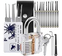 LockCowboy - Set di 24 grimaldelli con lucchetto trasparente per addestramento e carte di credito, con guida per fabbri principianti e professionisti