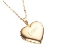 Locket Picture Pendant Necklace,Vintage Engraved Flower Empaistic Carved Pattern Oval Round Heart Necklace (5-LOVE)