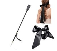 LOCKISH 45 cm 1 pezzo frusta equitazione crop nero + seta raso benda maschera occhi per dormire giochi 150 cm (nero)