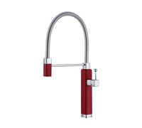 LOCKLGFMCZ Moderno rubinetto da cucina in ottone rosso for maniglia singola e valvola in ceramica monoforo, miscelatore estraibile for lavello for acqua calda fredda Rubinetto da cucina(Red 01,G3/8)