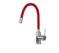 LOCKLGFMCZ Rubinetto for lavello da cucina for collo flessibile nero, rotazione a 360°, miscelatore for caldo/freddo, montaggio sul piano, rubinetto for bagno Rubinetto da cucina(Chrome Red)