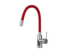 LOCKLGFMCZ Rubinetto for lavello da cucina for collo flessibile, tubo arancione, cromato, universale, miscelatore for caldo/freddo, rubinetto for bagno montato sul ponte Rubinetto da cucina(Red Pipe)