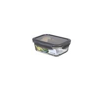 LocknLock Contenitore per alimenti in vetro con coperchio, 630 ml, rettangolare, adatto per frigorifero, congelatore e lavastoviglie, in vetro borosilicato fino a 400 °C, adatto al forno e al