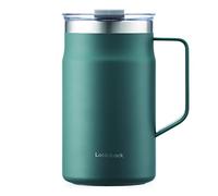 LocknLock Metro Mug Premium 18/8 in acciaio inox a doppia parete isolata con manico, perfetta per tavolo con coperchio, verde scuro, 590 ml