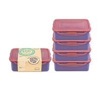 LocknLock Set di 5 contenitori per alimenti rettangolari ecologici, con coperchio, in plastica, ermetici e impermeabili, senza BPA e lavabili in lavastoviglie, 5 x 1 l