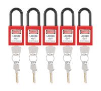 Lockout Lockout 5 Imposta il Lucchetto di Sicurezza della Polvere in Nylon | 38 Mm con Etichetta di Avvertimento, Conservazione a Chiave Leggera per il Sito Industriale, Adatto a (rosso)