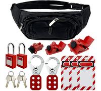 Lockout Tagout Kit - Clamp-On Circuit Breaker Lockout, Group Lockout Hasps, Lockout Tag, Universal Multi- Pole Breaker wit.