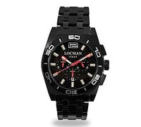Locman Stealth Mare Cronografo Uomo 44mm Nero - Cassa Acciaio e Titanio PVD, Quadrante Carbonio, Vetro Zaffiro, Cinturino Acciaio PVD, Impermeabile 30 ATM