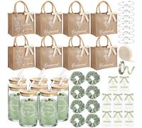 Locmeo Set regalo da 42 pezzi per proposta di damigella d'onore, include borse tote in iuta per damigella d'onore, coppe d'onore, biglietti d'invito, elastici per capelli, braccialetti annodati per