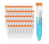 Locofiltr Provette coniche per centrifuga da 15 ml, 50 provette sterili in polipropilene, tappi a vite a prova di perdite, contenitore in plastica con segni graduati e di scrittura, non pirogeni,