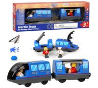 Locomotiva ad Azione a Batteria (Connessione Magnetica), Trenino Elettrico per Bambini Trenino Giocattolo, Potente Set di Proiettili per Motore per Thomas, Brio, Chuggington, Età 3+ Anni, Blu