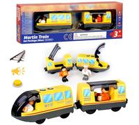 Locomotiva ad Azione a Batteria (Connessione Magnetica), Trenino Elettrico per Bambini Trenino Giocattolo, Potente Set di Proiettili per Motore per Thomas, Brio, Chuggington, Età 3+ Anni, Giallo