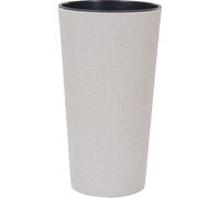 LOCON - Vaso per piante a strisce, 25 x 46,5 cm, in plastica con percentuale di fibra di legno e inserto