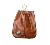 LOCPUFF Handmade Cowhide Retro Storage Bag, Simple Cowhide Retro Storage Bag, Handmade Leather Wallet, Small Coin Purse, Portable Key Pouch for Women Men, Cowhide Retros Drawstring Pouch (Brown)