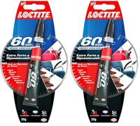 Loctite 60 Secondi Super Colla, Colla rapida per riparazioni domestiche in 60 secondi, colla liquida trasparente per molti materiali diversi, 1x20g tubetto (Confezione da 2)