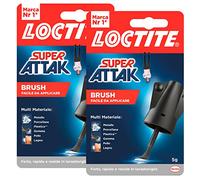 Loctite Super Attak Brush Colla Trasparente Multimateriale con Pennello Applicatore di Precisione Rapido Resiste in Lavastoviglie per Metallo Porcellana Legno Plastica Gomma Pelle - 2 Flaconi da 5g