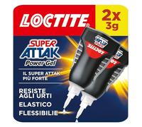Loctite Super Attak Power Gel Control (Pacco da 2 x 3g), adesivo trasparente e istantaneo specifico per materiali flessibili, colla resistente in formula gel per pelle, gomma e cuoio