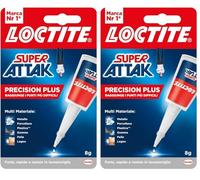 Loctite Super Attak Precision Plus, Colla liquida trasparente con beccuccio extra lungo, Colla attaccatutto forte multimateriale, Super colla resistente e precisa, 1x8g (Confezione da 2)