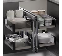 Locuetyn Armadio da cucina ad angolo cieco estraibile con 4 cestini, completamente estraibile, resistente, organizer angolare per casa, cucina, bagno