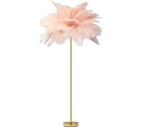 Locuetyn Lampada in piuma di struzzo naturale Lampada da terra in piuma di struzzo 3-Colore Dimmable Gold Finish Lampada in piedi 160cm Modern Tall Pole Standing Light con interruttore a pedale