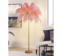 Locuetyn Lampada in piuma, Lampade da terra in piuma di struzzo per soggiorno Lampada da terra oro con piuma bianca blu rosa dimmerabile adatto per il regalo alla figlia
