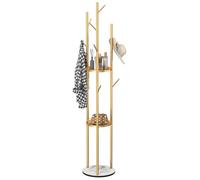 locwanot Appendiabiti in metallo, albero appendiabiti con 3 ripiani e 9 ganci, base in marmo stabile, albero per vestiti e cappelli, appendiabiti autoportante per camera da letto corridoio