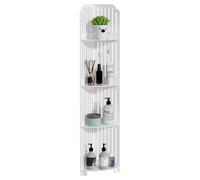 locwanot Mensola angolare da bagno a 4 livelli, intagliata cava, autoportante, autoportante, armadio stretto per bagno piccolo soggiorno salvaspazio bianco