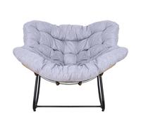 locwanot - Sedia a dondolo per interni ed esterni, oversize, in rattan, con cuscino imbottito, sedia a uovo per il tempo libero, comoda, per balcone, veranda, giardino e camera da letto, grigio