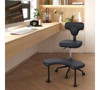 locwanot Sedia da ufficio a gambe incrociate con ruote, sedia da meditazione, sedia da scrivania per adulti ADHD, regolabile in altezza, sedia da scrivania con supporto lombare, nera