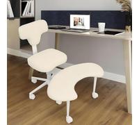 locwanot Sedia da ufficio a gambe incrociate con ruote, sedia da meditazione, sedia da scrivania per adulti ADHD, regolabile in altezza, sedia da scrivania con supporto lombare, beige