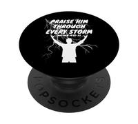 Lodalo attraverso ogni tempesta Scrittura biblica cristiana PopSockets PopGrip Adesivo