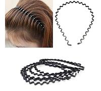 LODDEYEE Cerchietto per capelli ondulato in metallo nero, 6 pezzi, per uomini e donne