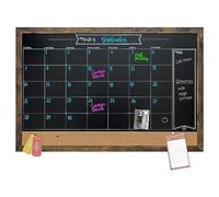 Loddie Doddie Lavagna magnetica con cornice rustica, calendario e bollettino, lavagna combinata, lavagna - calendario - bacheca in sughero. Organizza il tuo spazio