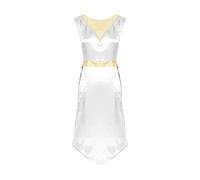 Lode Danza Vestito Donne Vestito Liturgico Lode Lyrical Dance Performance Dancewear Senza Maniche Lace-up Lati Split, Bianco A., S