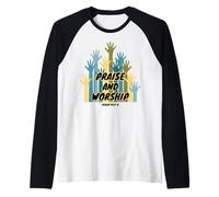 Lode e adorazione Mani Fede Cristiana Ispirazione Religiosa Maglia con Maniche Raglan
