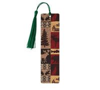 Lodge Bear - Set di segnalibri da donna, 5 pezzi, in legno, accessori per la lettura