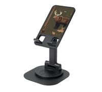 Lodge Bear - Supporto per telefono cellulare con cervo regolabile in altezza e rotazione a 360°, portatile, pieghevole, accessorio da ufficio, compatibile con tutti i telefoni cellulari e tablet