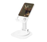 Lodge Bear - Supporto per telefono cellulare con cervo regolabile in altezza e rotazione a 360°, portatile, pieghevole, accessorio da ufficio, compatibile con tutti i telefoni cellulari e tablet