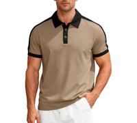 Lodizeora Polo da uomo a maniche corte, da golf, con pannello a contrasto, stile casual, elegante, da ufficio, per il fine settimana, traspirante, leggera, estiva, alla moda, per uomini d'affari e